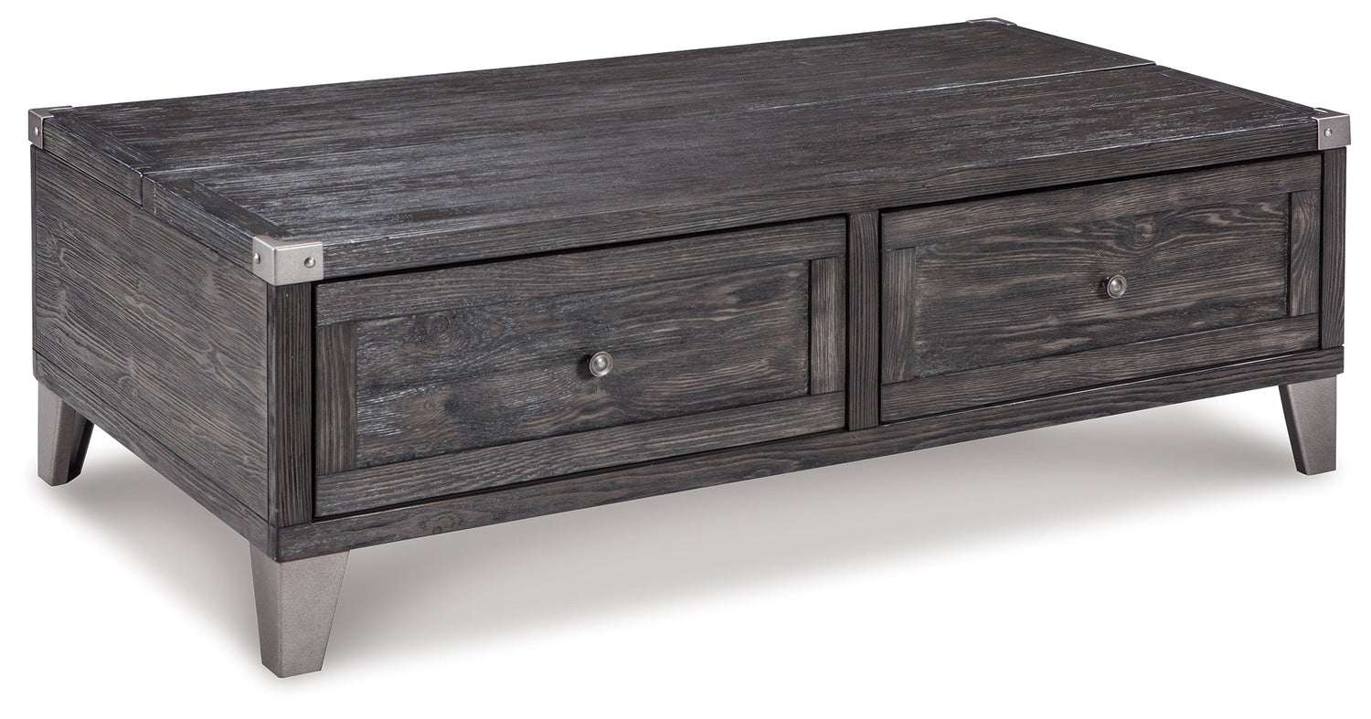 Todoe Coffee Table with 2 End Tables in Dark Gray - PKG007214