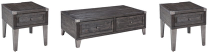 Todoe Coffee Table with 2 End Tables in Dark Gray - PKG007214