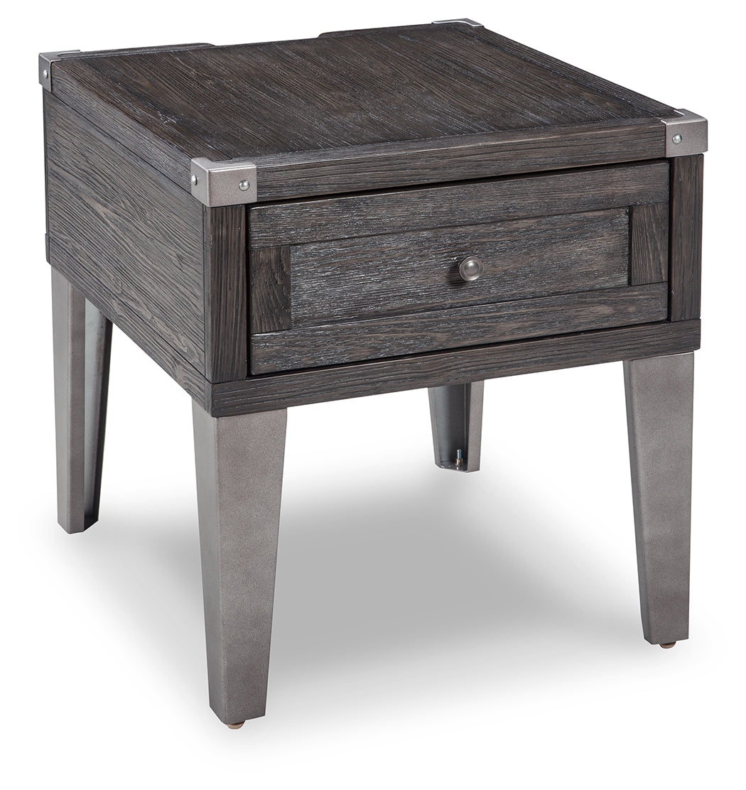 Todoe Coffee Table with 2 End Tables in Dark Gray - PKG007214