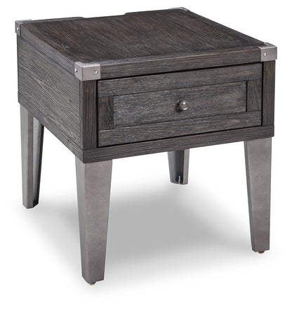 Todoe Coffee Table with 2 End Tables in Dark Gray - PKG007214
