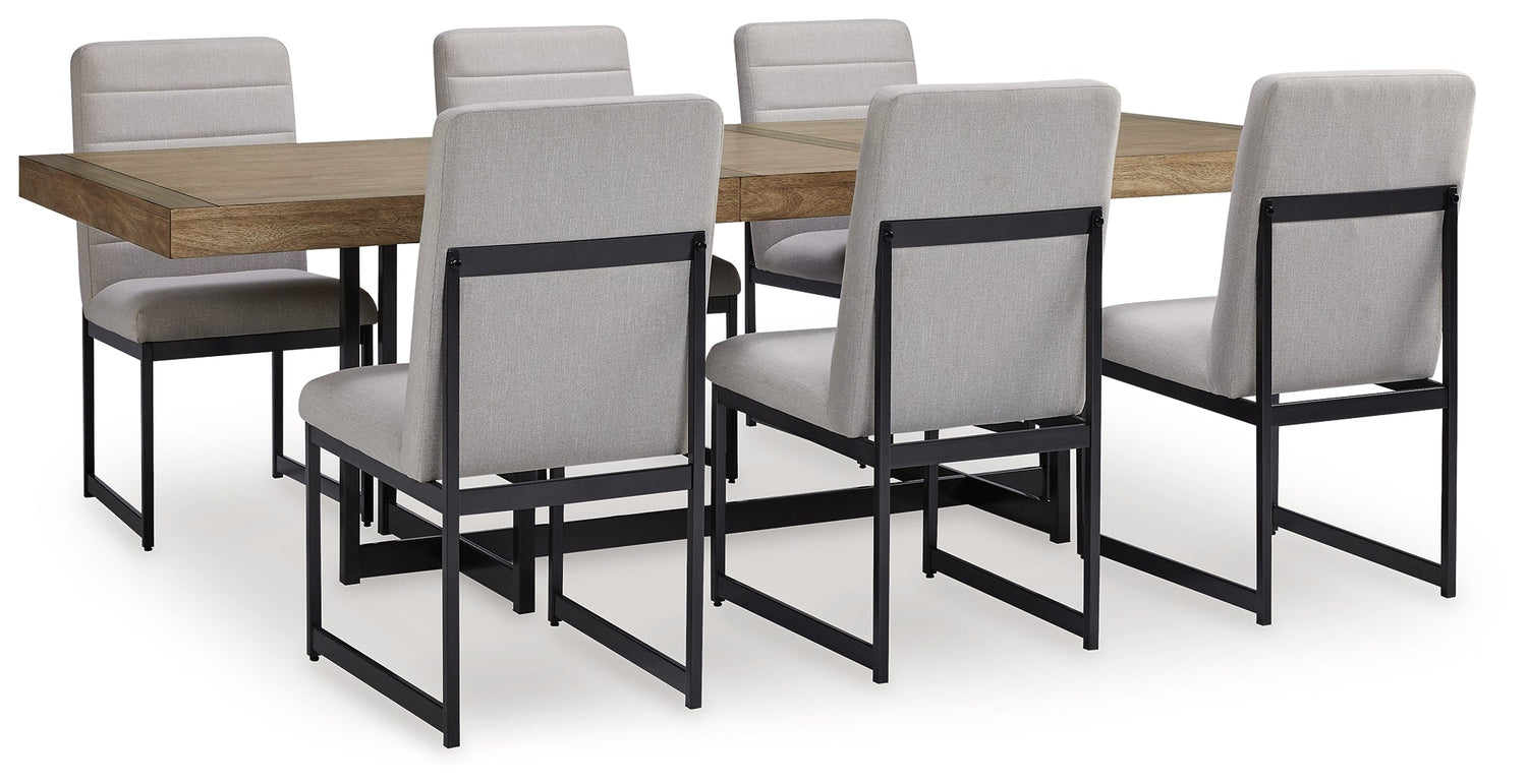 Tomtyn Dining Table and 6 Chairs in Light Brown - PKG020805