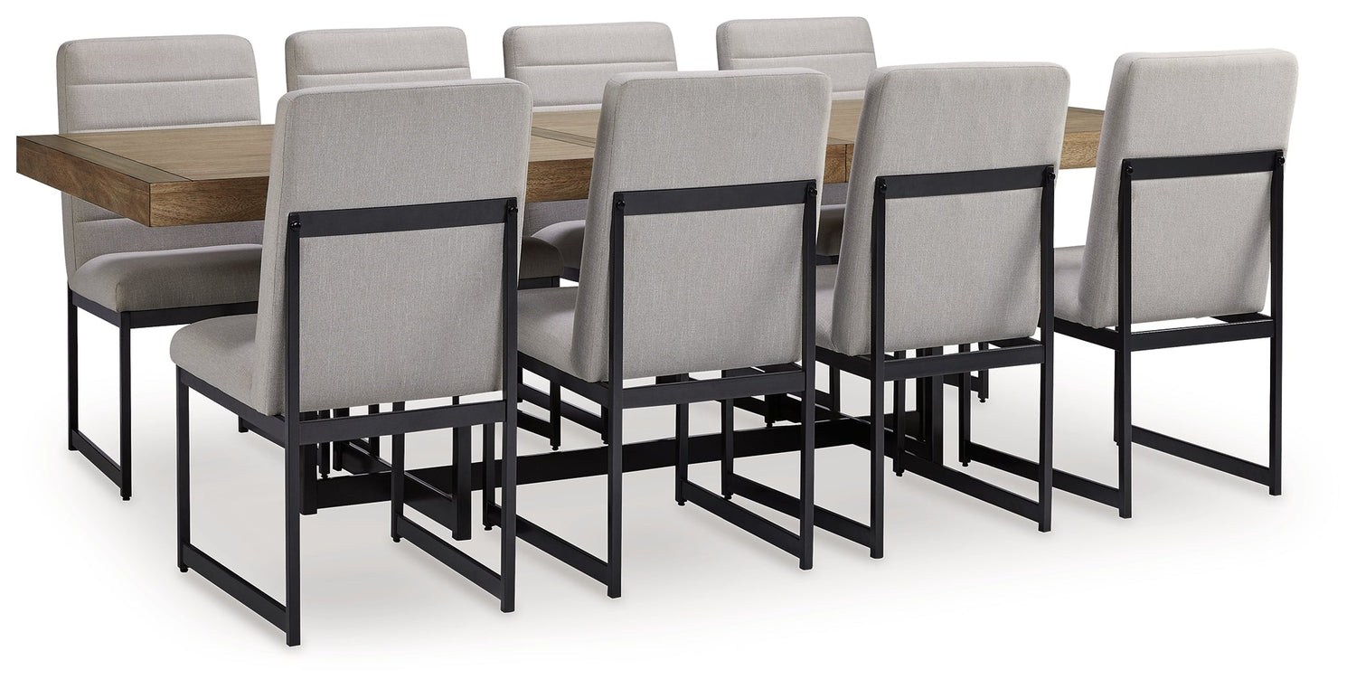 Tomtyn Dining Table and 8 Chairs in Light Brown - PKG020806