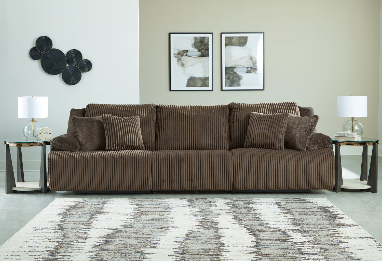Top Tier Chocolate 3-Piece Sectional Sofa - 92705S8