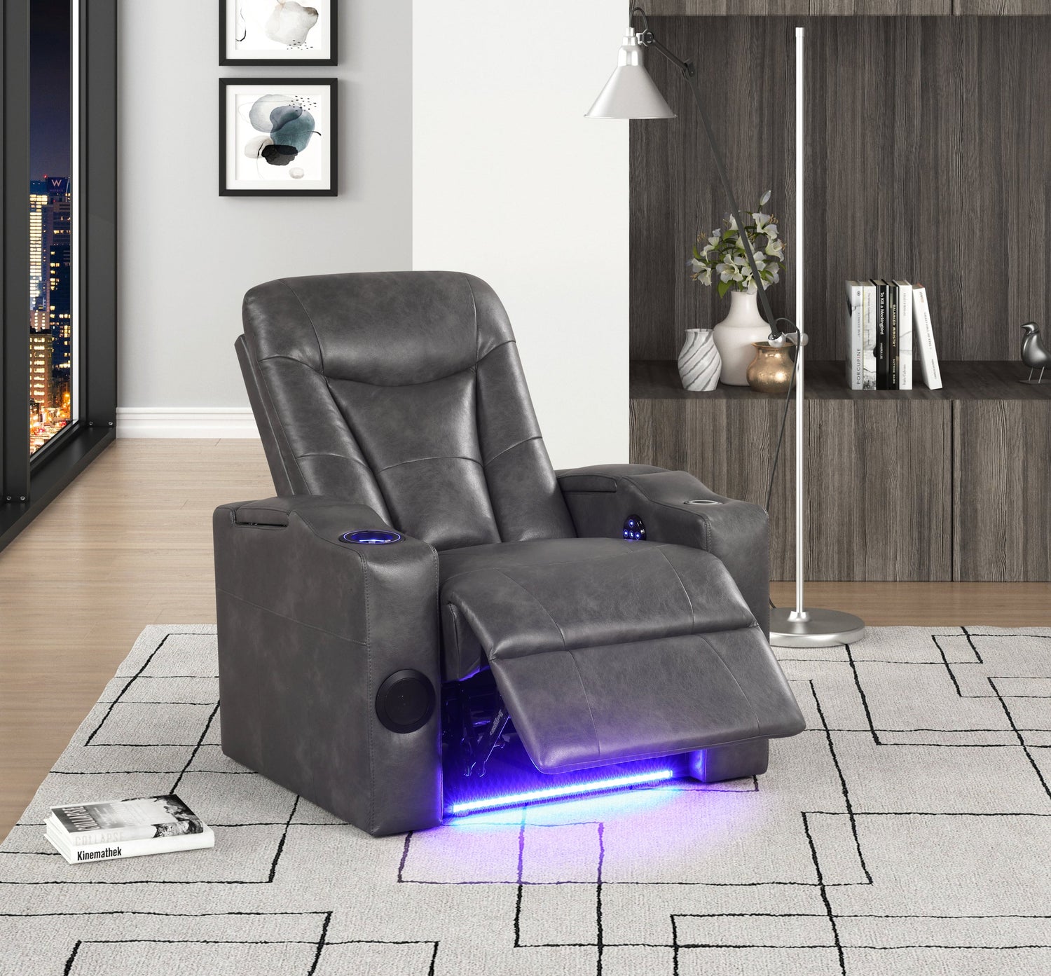 TOPGUN2 Dark Gray - Power Recliner (Bluetooth Speaker + Led Light) - TOPGUN2 DARK GRAY