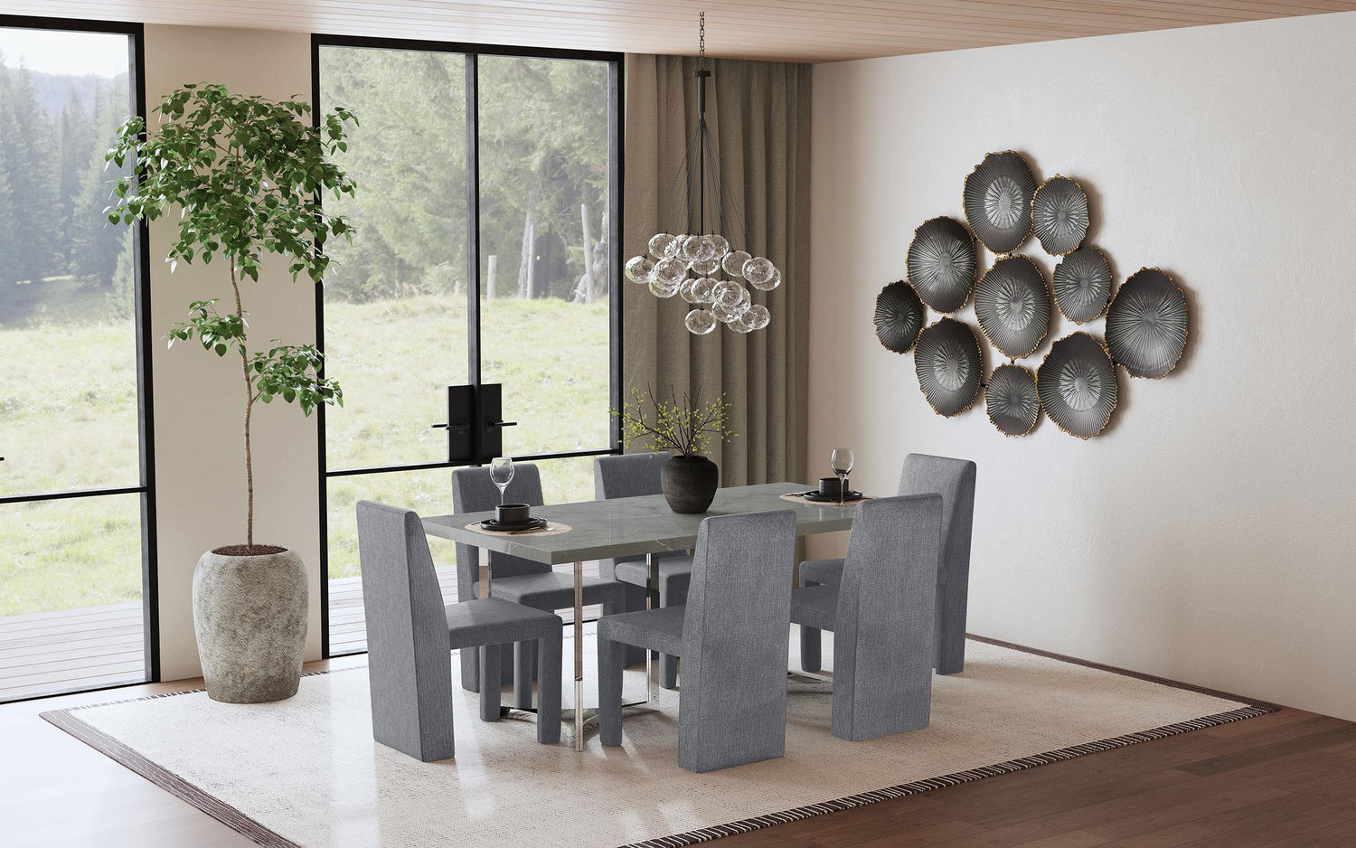Tordera Velvet Upholstered Side Chair Grey (Set of 2) - 108512