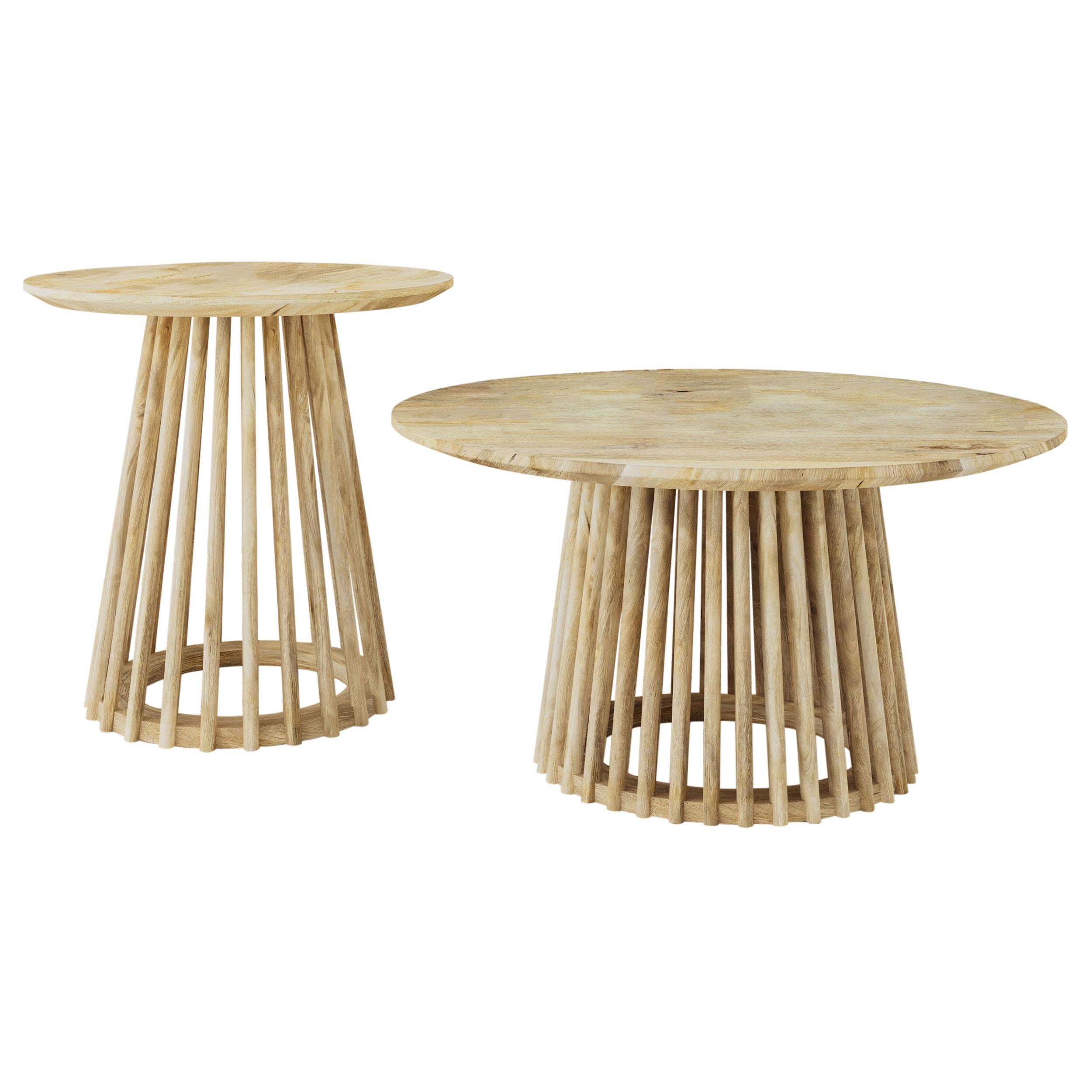 Touhy 2-piece Round Coffee and End Table Set Natural Mango - 710608-S2