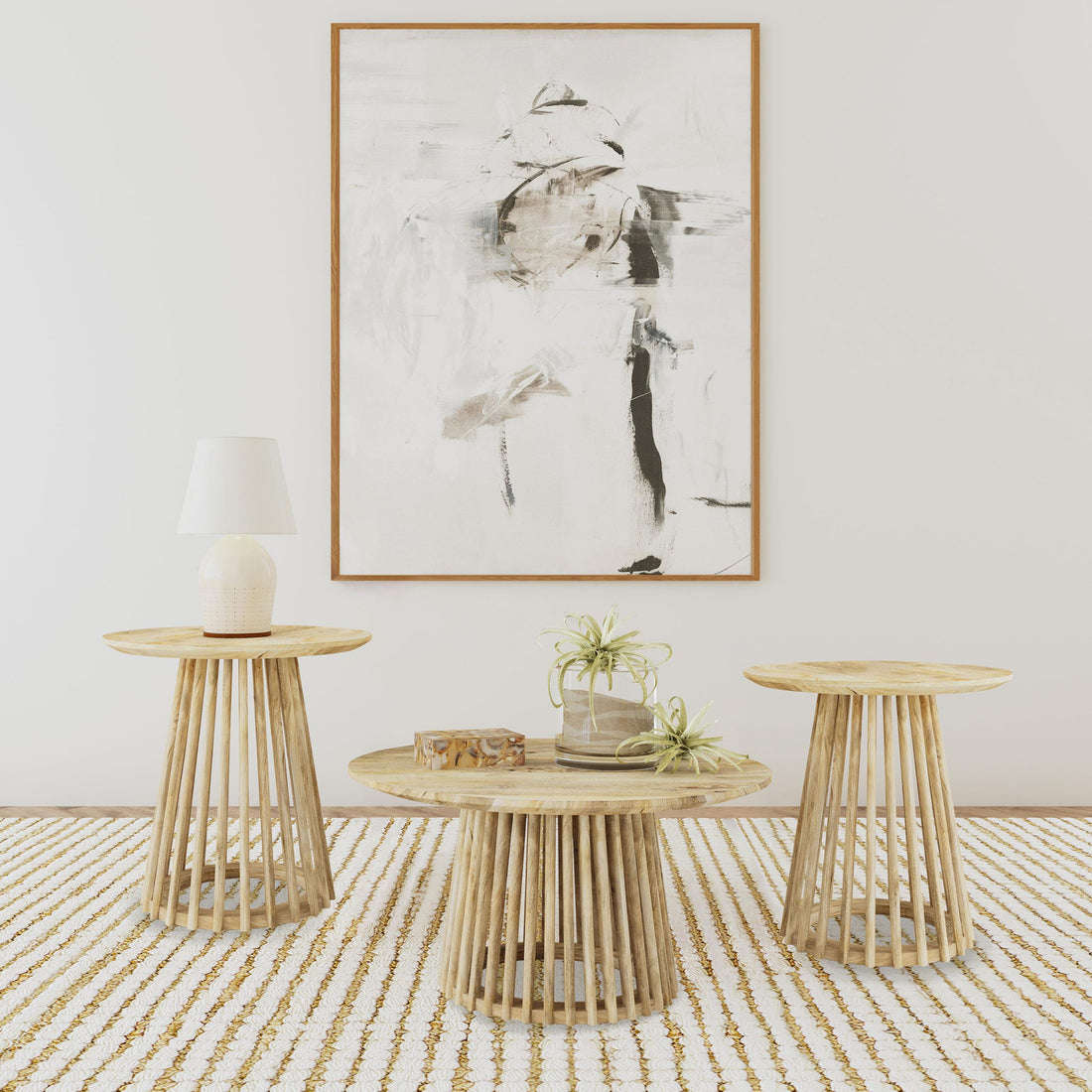 Touhy 3-piece Round Coffee and End Table Set Natural Mango - 710608-S3