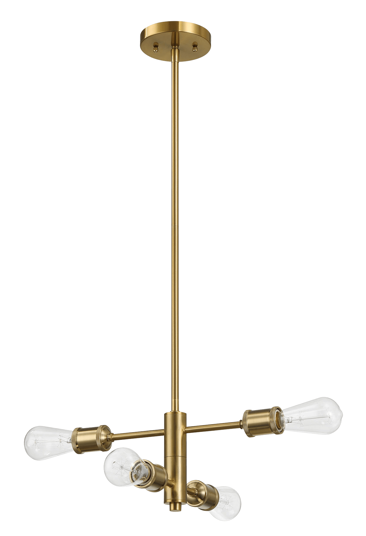 Trellis Four Lights Modern Gold Chandelier Vintage Pendant Fixture for Living Room Dining Kitchen 15"W × 6.75"H - PNL03901501
