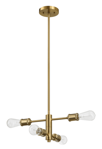 Trellis Four Lights Modern Gold Chandelier Vintage Pendant Fixture for Living Room Dining Kitchen 15"W × 6.75"H - PNL03901501