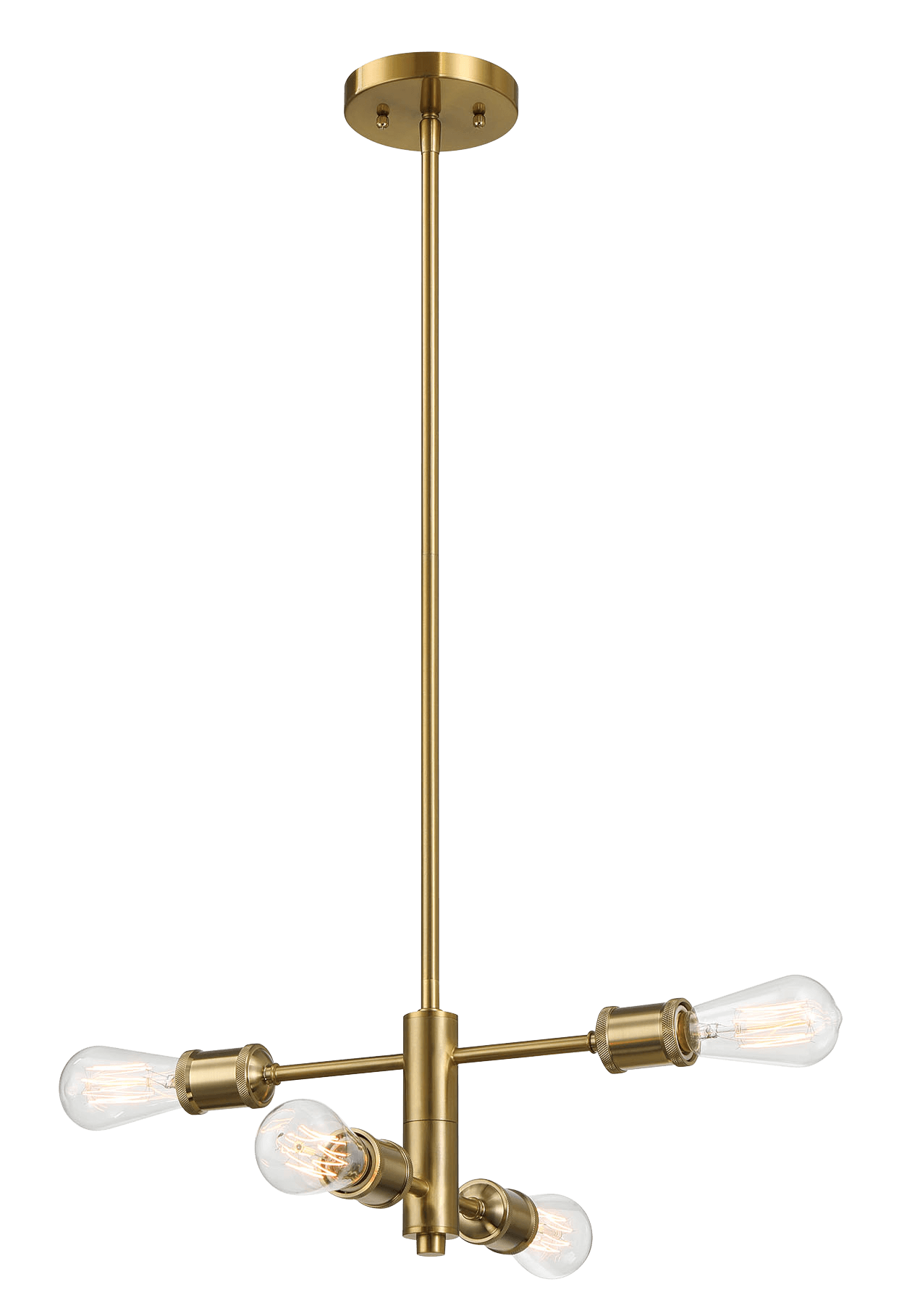 Trellis Four Lights Modern Gold Chandelier Vintage Pendant Fixture for Living Room Dining Kitchen 15"W × 6.75"H - PNL03901501