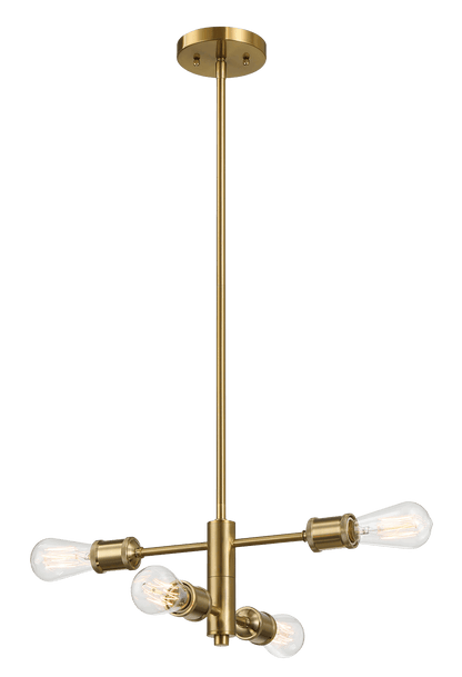 Trellis Four Lights Modern Gold Chandelier Vintage Pendant Fixture for Living Room Dining Kitchen 15"W × 6.75"H - PNL03901501