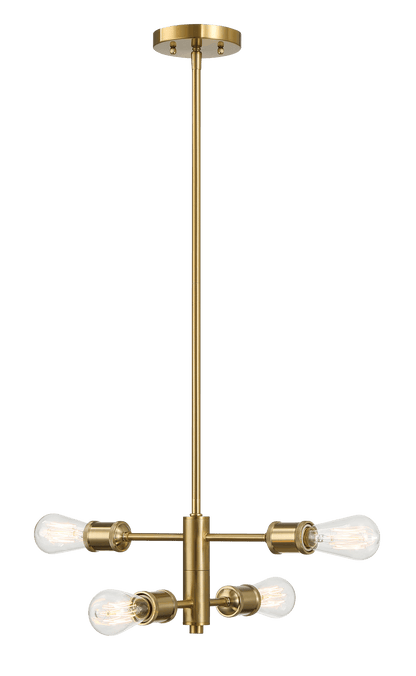 Trellis Four Lights Modern Gold Chandelier Vintage Pendant Fixture for Living Room Dining Kitchen 15"W × 6.75"H - PNL03901501
