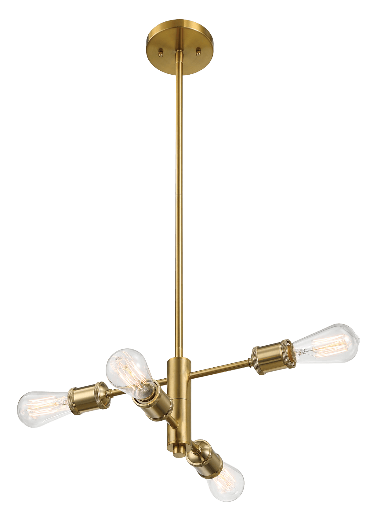 Trellis Four Lights Modern Gold Chandelier Vintage Pendant Fixture for Living Room Dining Kitchen 15"W × 6.75"H - PNL03901501