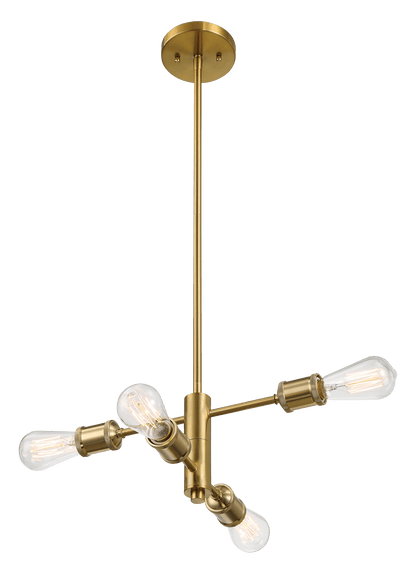 Trellis Four Lights Modern Gold Chandelier Vintage Pendant Fixture for Living Room Dining Kitchen 15"W × 6.75"H - PNL03901501