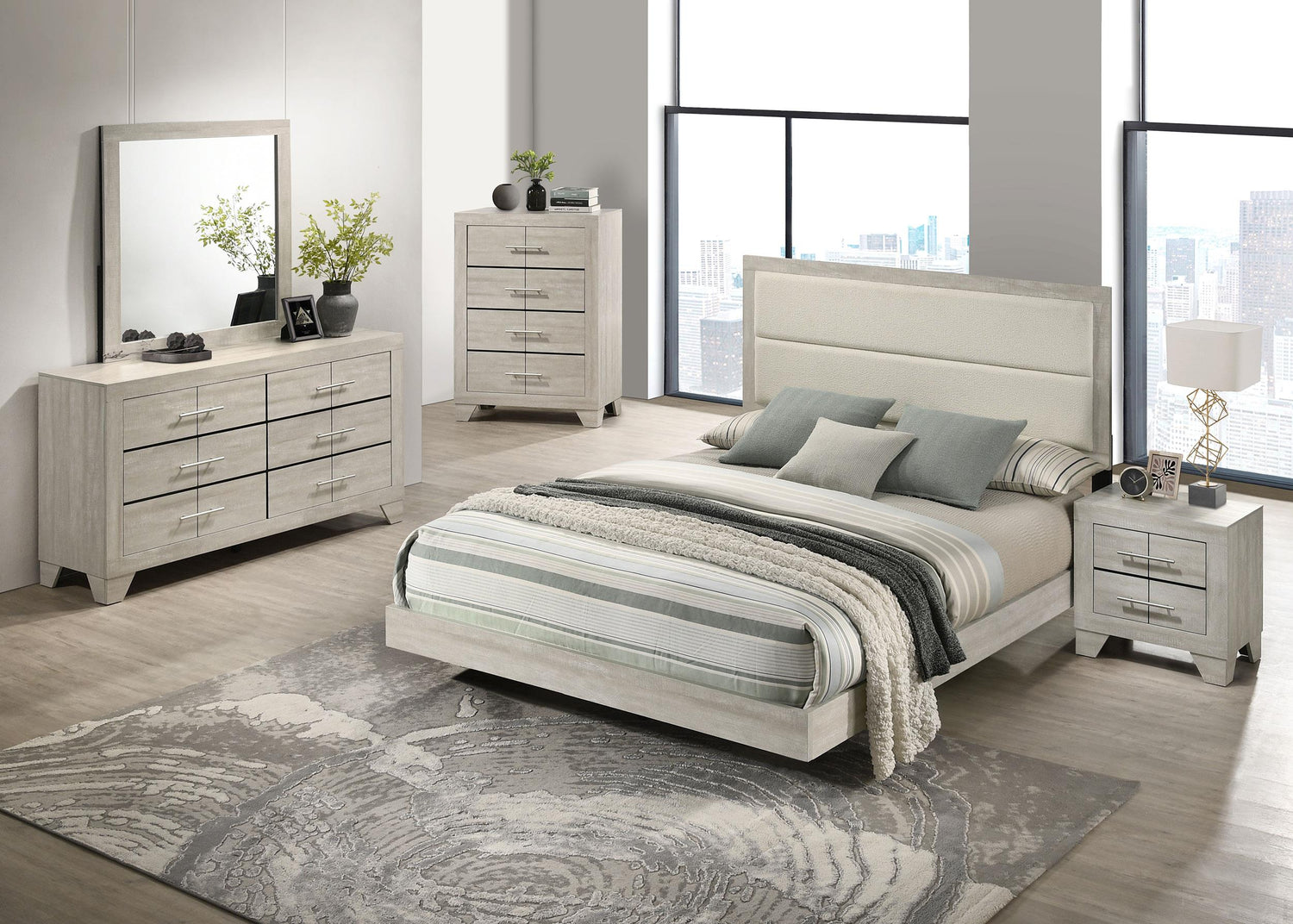 Trenton 2-drawer Nightstand Bedside Table Rustic Cream - 225062