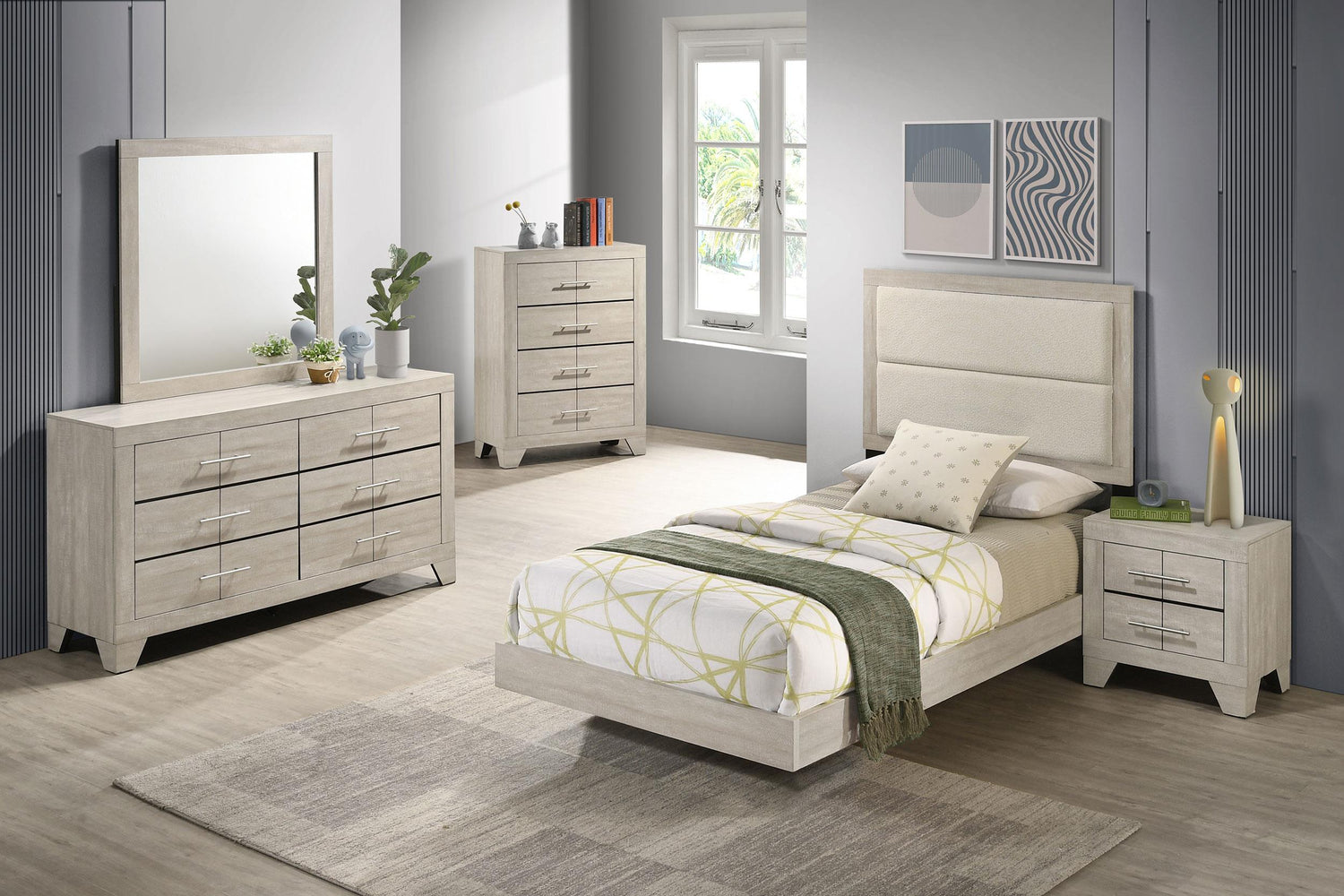 Trenton 54-inch Wood Twin Panel Bed Rustic Cream - 225061T