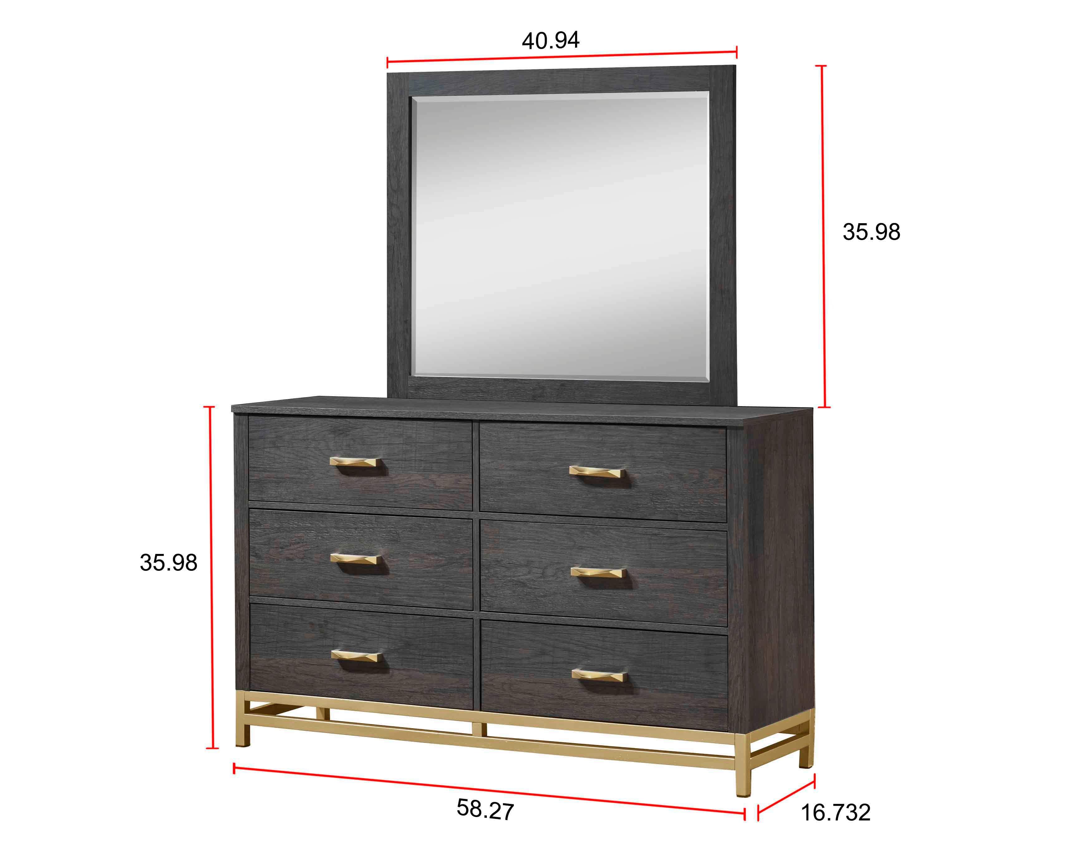 Trevor Brown/Gold Panel Bedroom Set - SET | B3350-Q-HB | B3350-Q-FB | B3350-KQ-RAIL | B3350-2 | B3350-4 - Bien Home Furniture &amp; Electronics