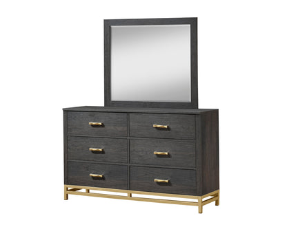 Trevor Brown/Gold Panel Bedroom Set - SET | B3350-Q-HB | B3350-Q-FB | B3350-KQ-RAIL | B3350-2 | B3350-4 - Bien Home Furniture &amp; Electronics