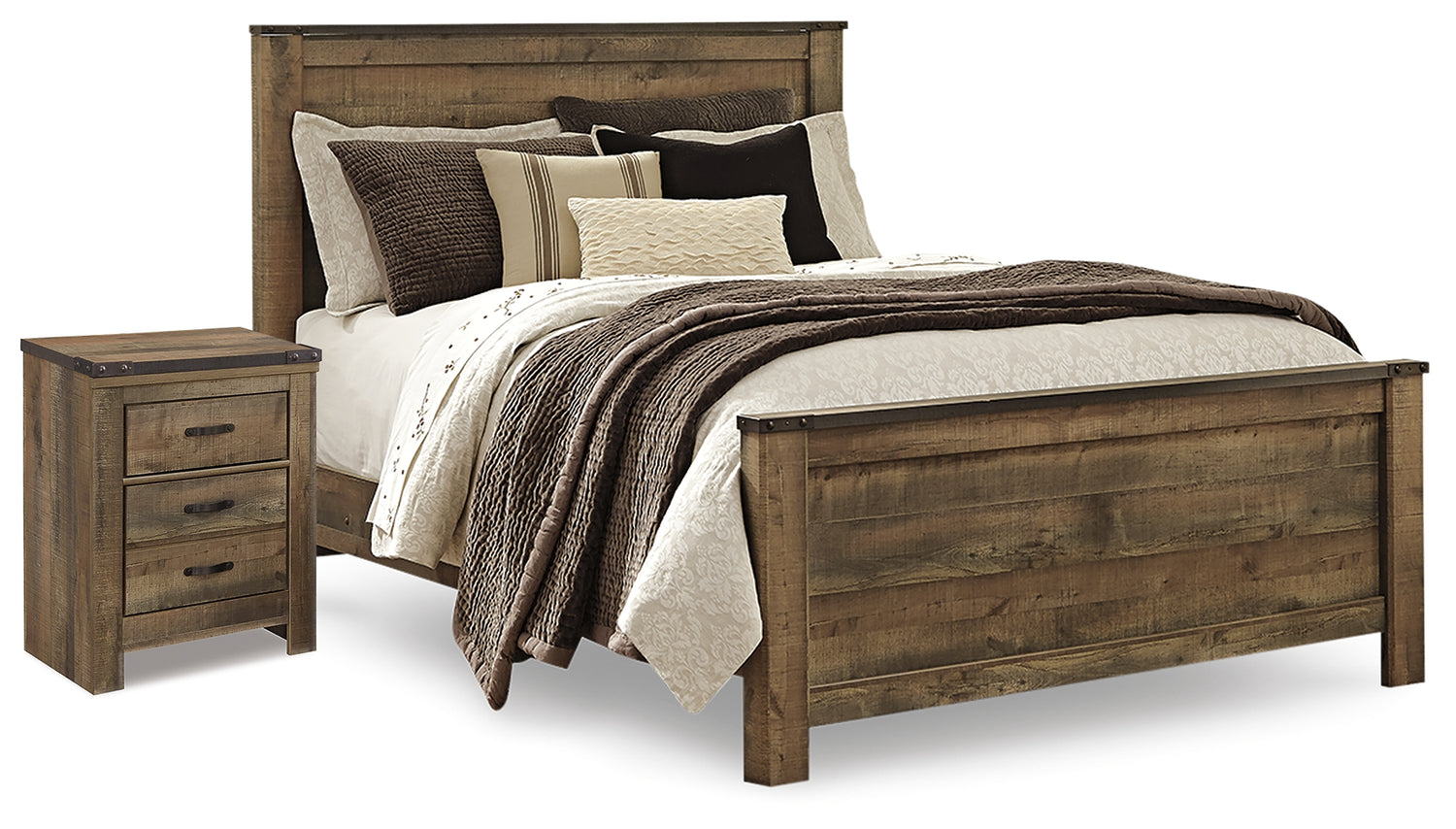 Trinell Brown Queen Panel Bed and Nightstand - B446B58