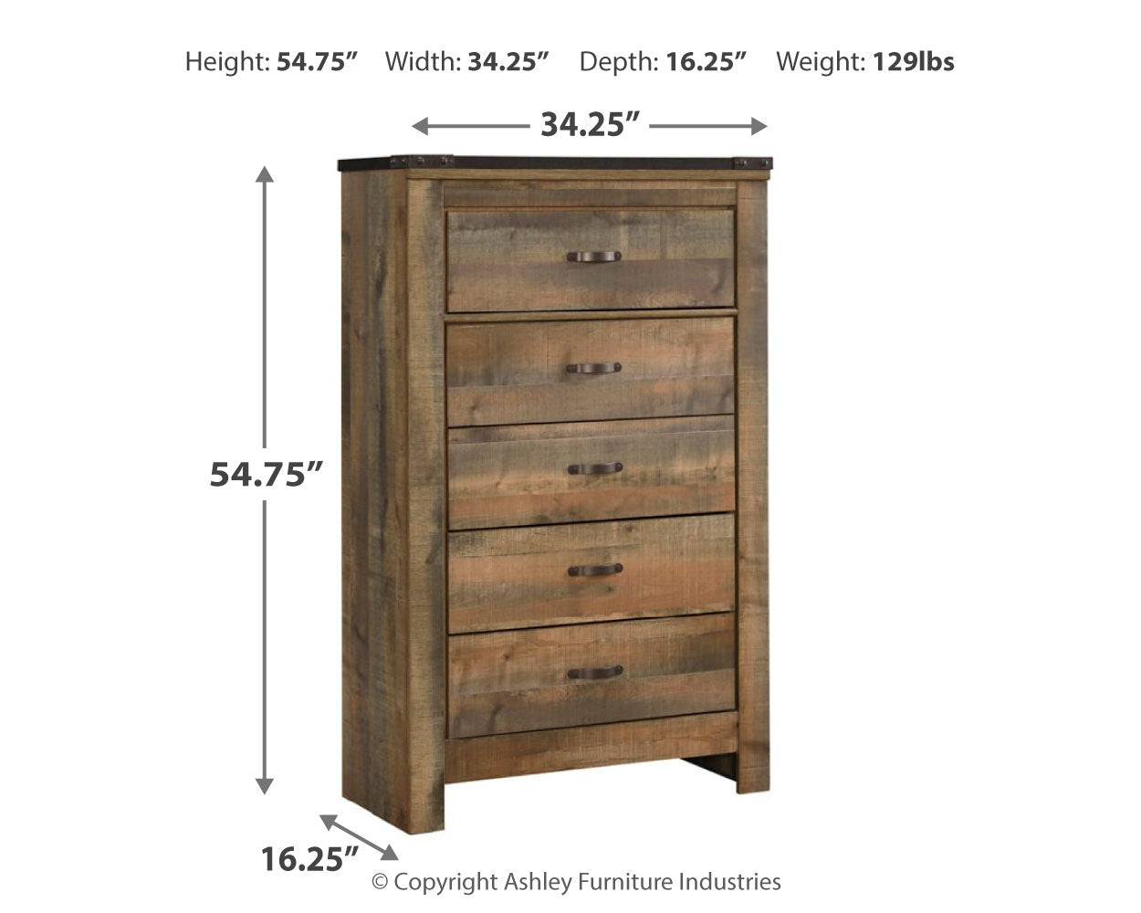 Trinell Brown Queen Panel Bed, Chest and 2 Nightstands - B446B59