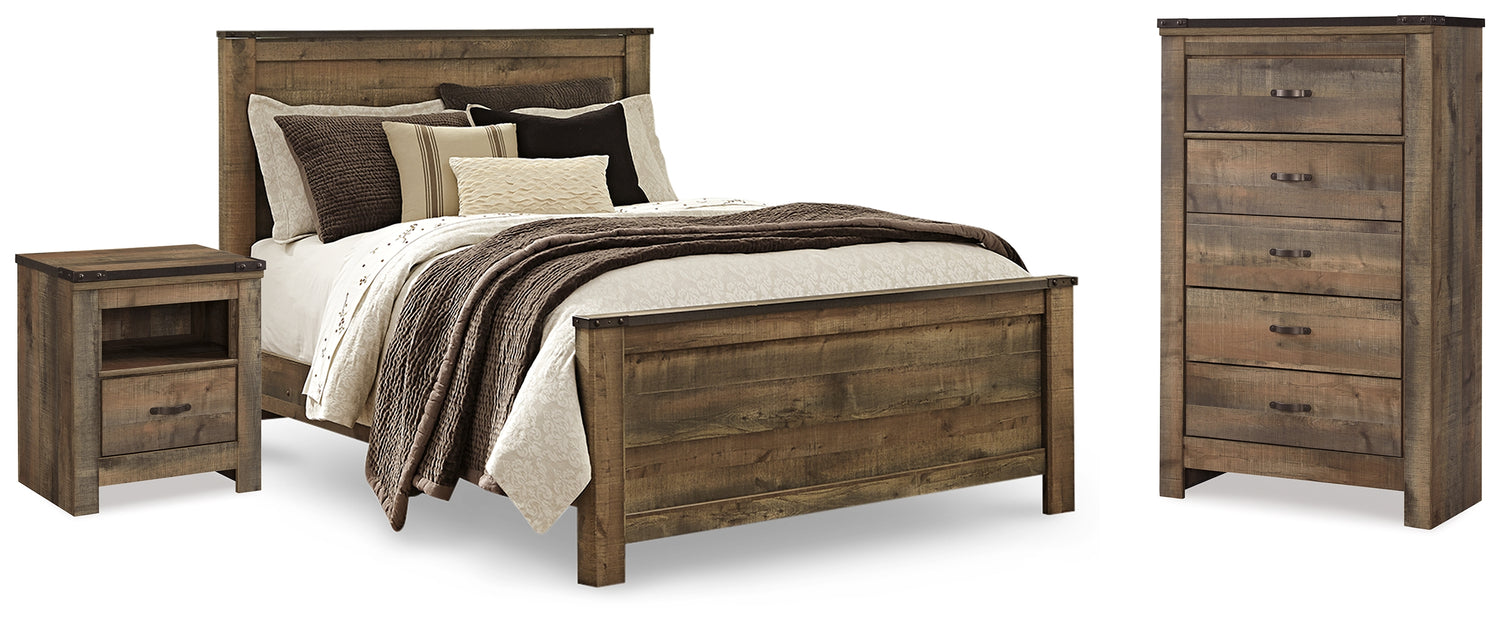 Trinell Brown Queen Panel Bed, Chest and 2 Nightstands - B446B59