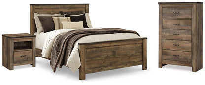 Trinell Brown Queen Panel Bed, Chest and 2 Nightstands - B446B59