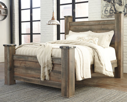 Trinell Brown Queen Poster Bed, Dresser, Mirror and Nightstand - B446B76