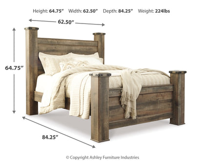 Trinell Brown Queen Poster Bed, Dresser, Mirror, Chest and 2 Nightstands - B446B80