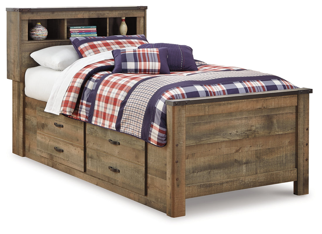 Trinell Brown Twin Panel Bed with Storage and Nightstand - B446B68