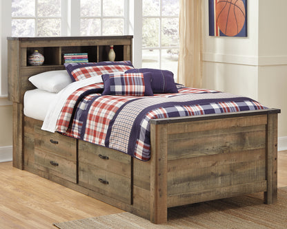 Trinell Brown Twin Panel Bed with Storage and Nightstand - B446B68