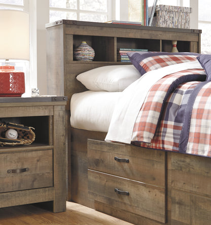 Trinell Brown Twin Panel Bed with Storage and Nightstand - B446B68