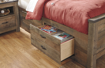 Trinell Brown Twin Panel Bed with Storage and Nightstand - B446B68