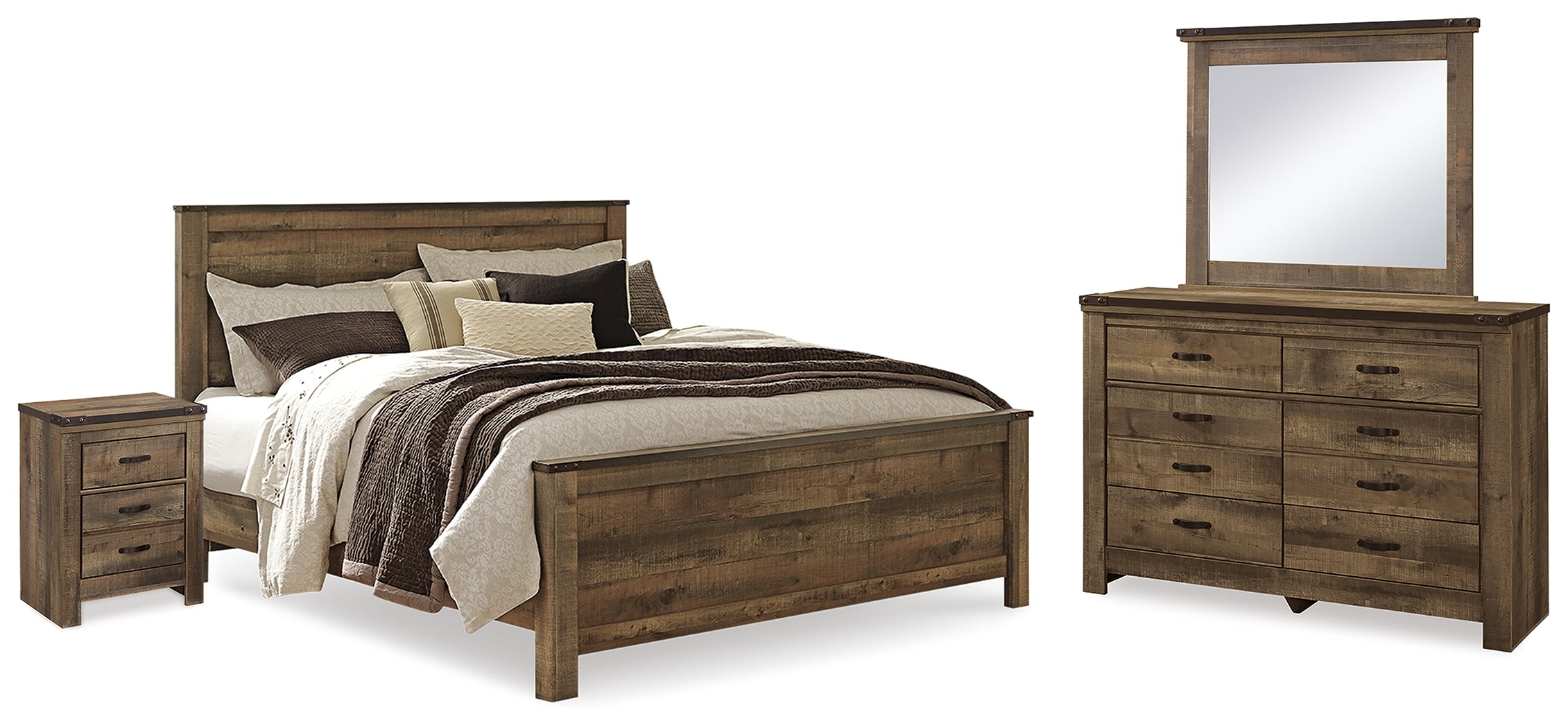 Trinell King Panel Bed, Dresser, Mirror and Nightstand - B446B94