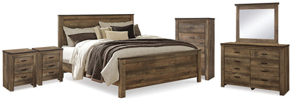 Trinell King Panel Bed. Dresser, Mirror, Chest and 2 Nightstands - B446B97