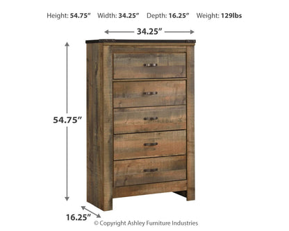 Trinell King Panel Bed with Dresser, Chest and Nightstand in Brown from Ashley - Luna Furniture