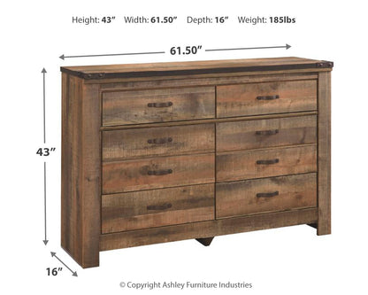 Trinell Queen Panel Headboard Bed with Dresser in Brown - PKG005049