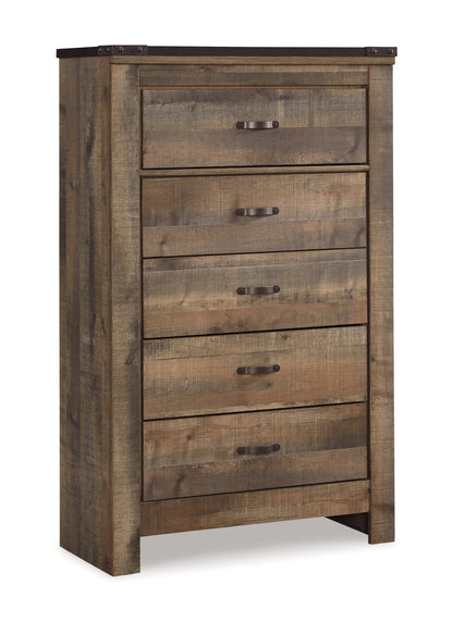 Trinell Queen Poster Bed with Dresser and Chest in Brown - PKG005103