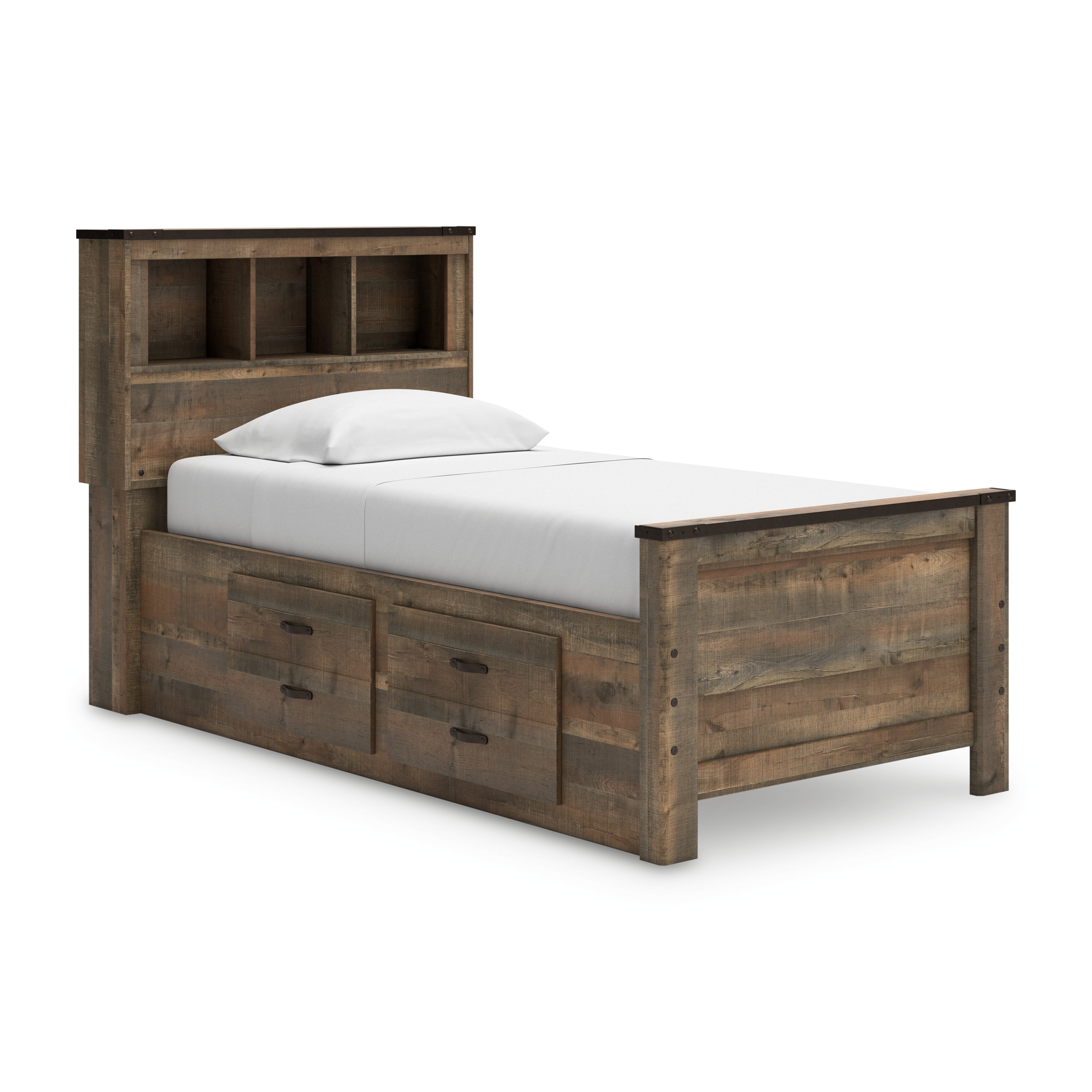 Trinell Twin Bookcase Storage Bed, Dresser and Mirror - B446B86