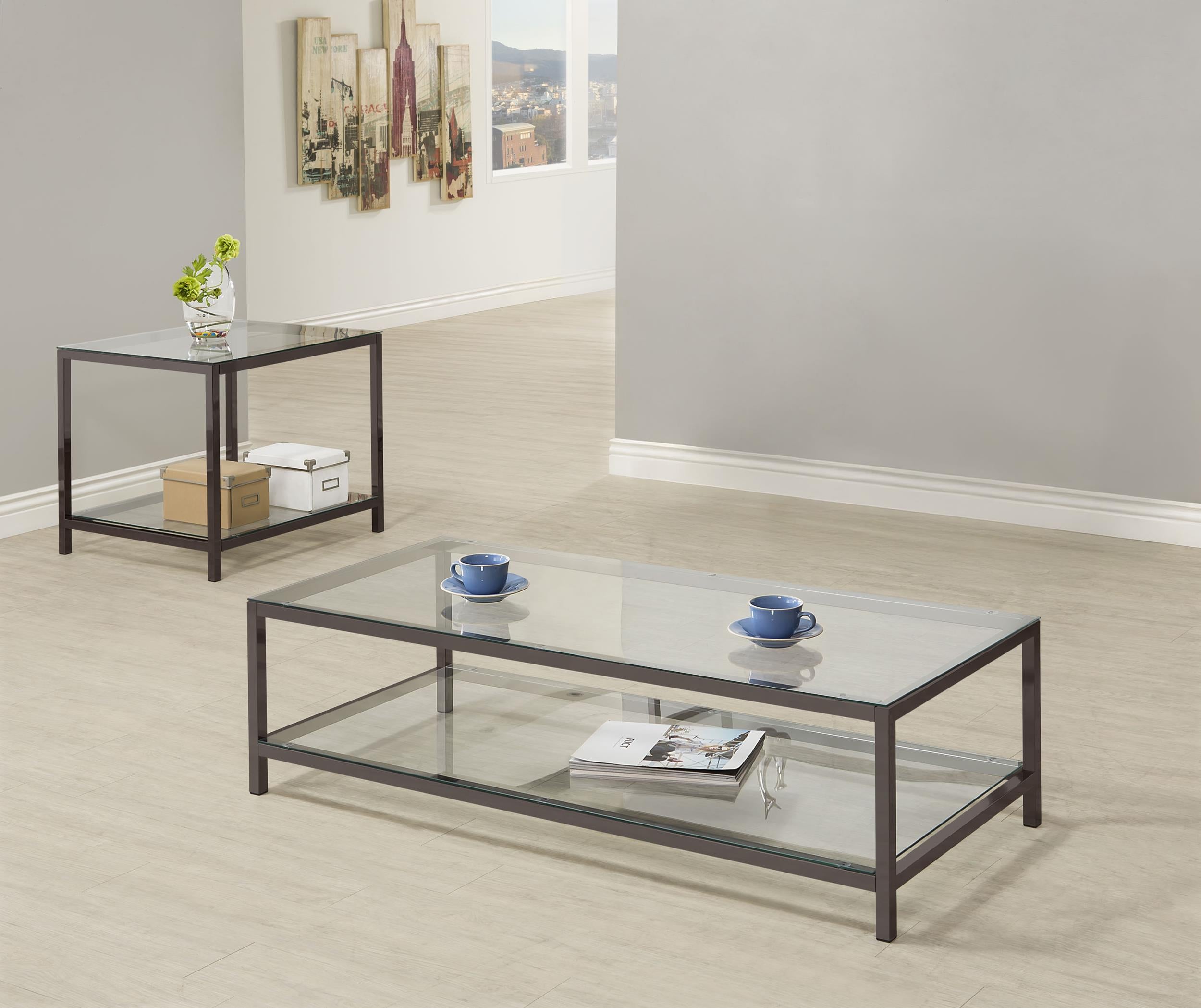 Trini 2-piece Coffee and End Table Set Black Nickel - 720228-S2