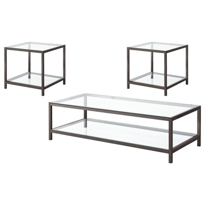 Trini 3-piece Coffee and End Table Set Black Nickel - 720228-S3