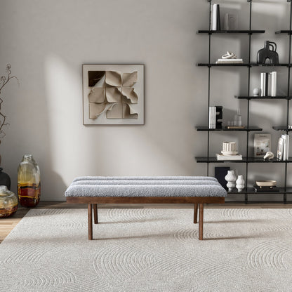 Troni Light Grey Boucle Bench - BEN00502201