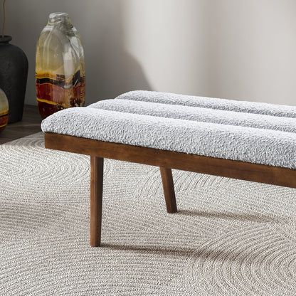 Troni Light Grey Boucle Bench - BEN00502201