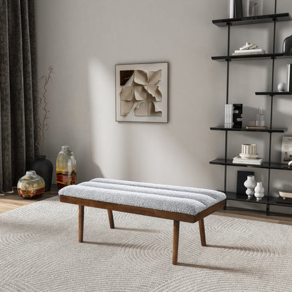 Troni Light Grey Boucle Bench - BEN00502201