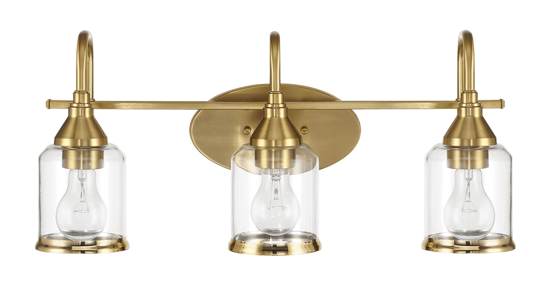 Twilight Three Lights Brushed Gold Contemporary Vanity Light 22"W × 10"H × 7.48"E with Clear Glass - WLL03901201