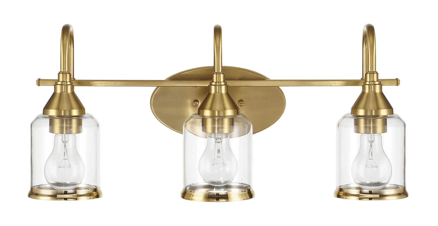 Twilight Three Lights Brushed Gold Contemporary Vanity Light 22"W × 10"H × 7.48"E with Clear Glass - WLL03901201