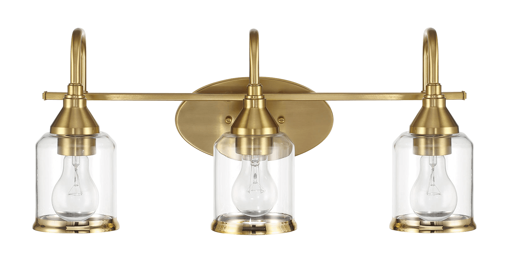 Twilight Three Lights Brushed Gold Contemporary Vanity Light 22"W × 10"H × 7.48"E with Clear Glass - WLL03901201