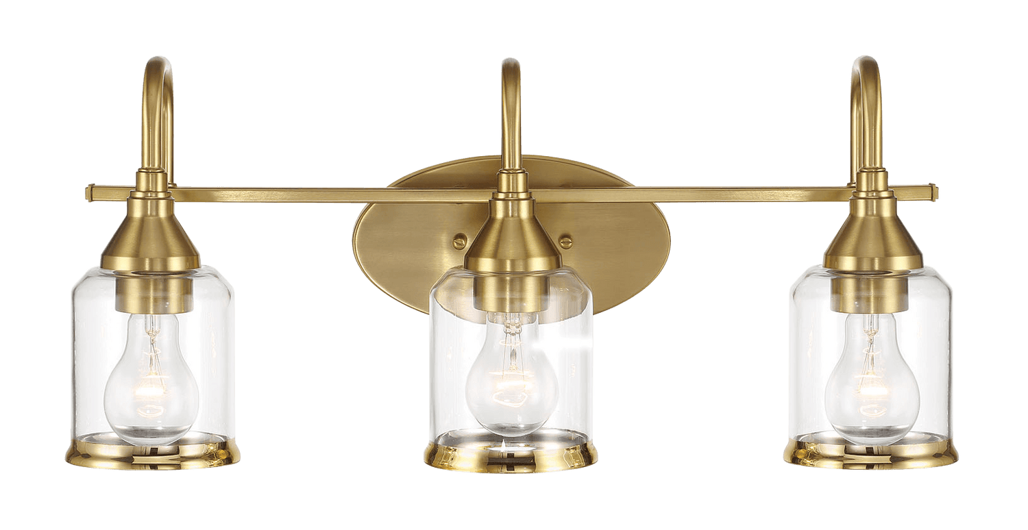Twilight Three Lights Brushed Gold Contemporary Vanity Light 22"W × 10"H × 7.48"E with Clear Glass - WLL03901201