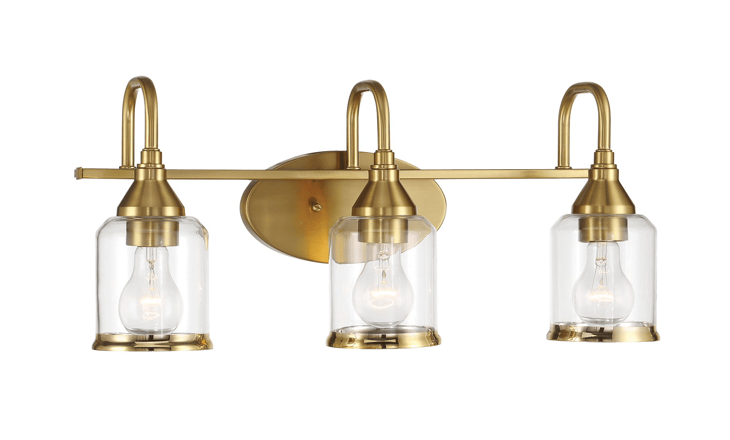 Twilight Three Lights Brushed Gold Contemporary Vanity Light 22"W × 10"H × 7.48"E with Clear Glass - WLL03901201