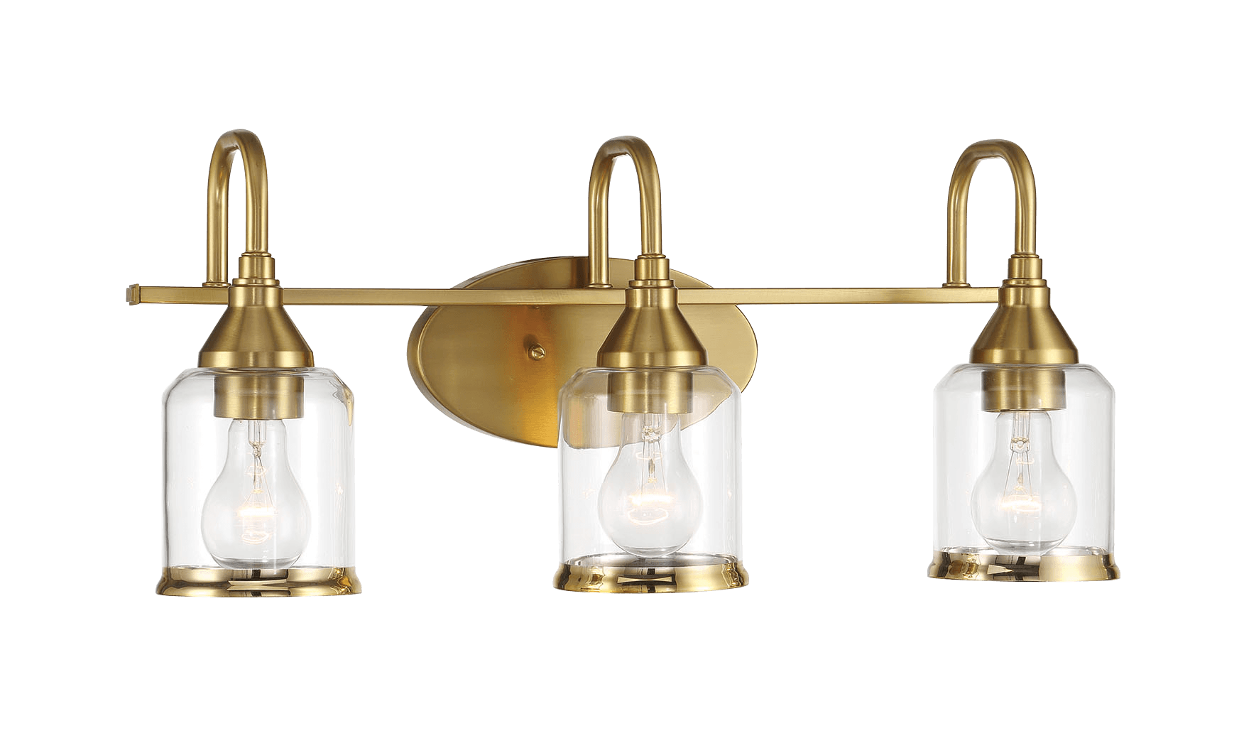 Twilight Three Lights Brushed Gold Contemporary Vanity Light 22"W × 10"H × 7.48"E with Clear Glass - WLL03901201