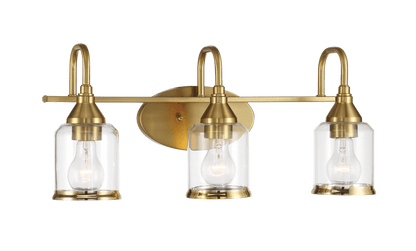 Twilight Three Lights Brushed Gold Contemporary Vanity Light 22"W × 10"H × 7.48"E with Clear Glass - WLL03901201